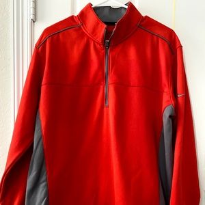 Nike Men's Red/Grey Therma-FIT 1/2-Zip Fleece